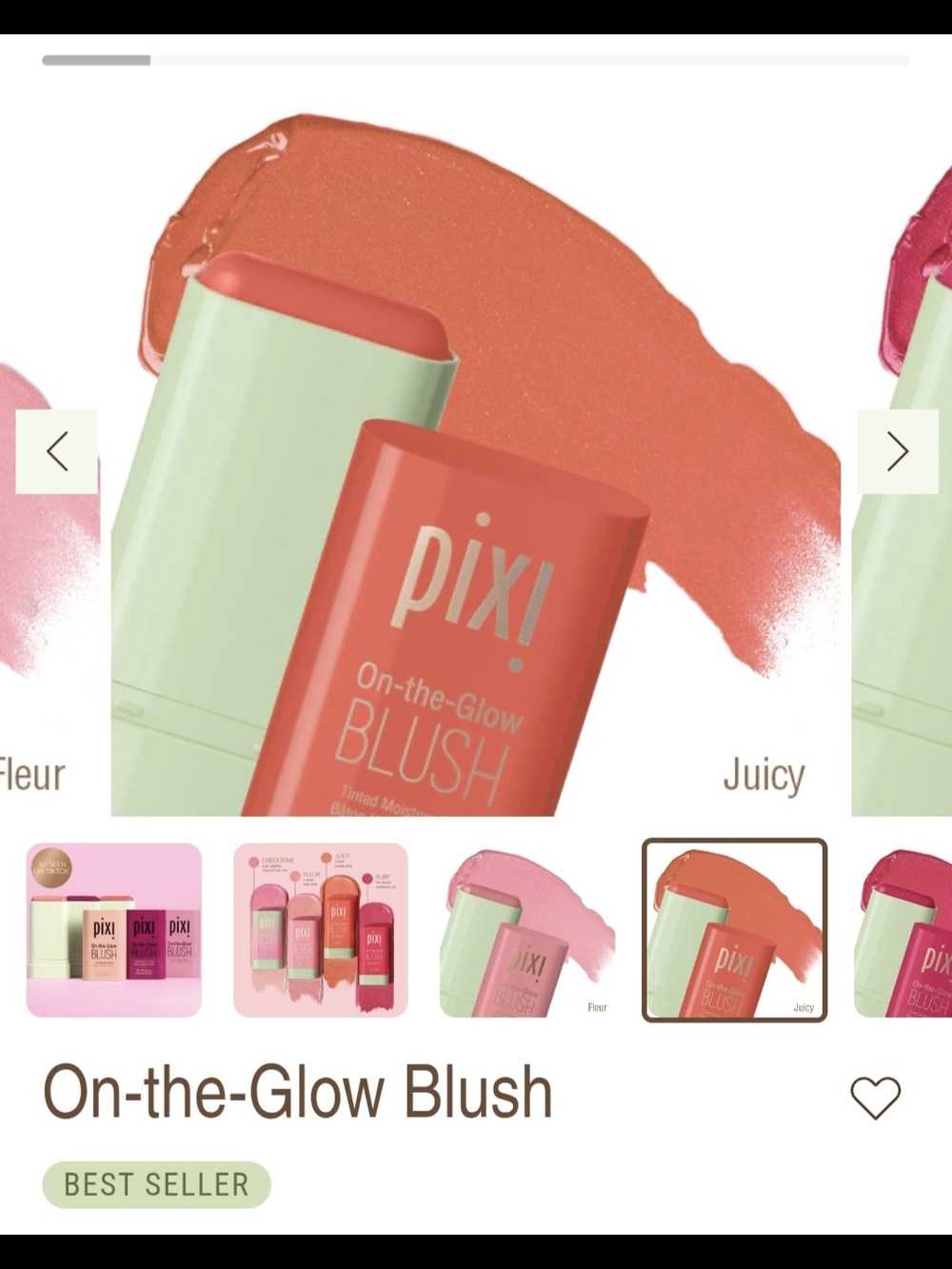 NIP Pixi Beauty On-the-Glow Tinted Moisture Blush Stick - Juicy